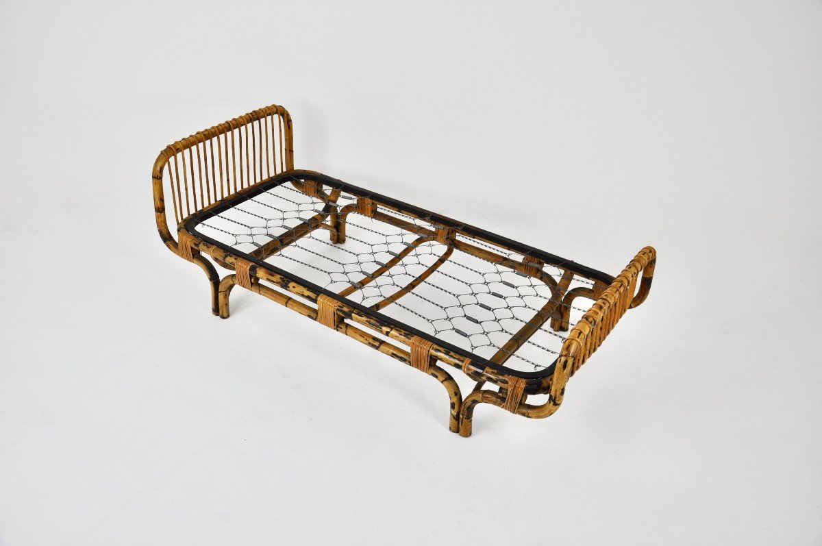 Vitage Bed in rattan by Tito Agnoli, 1959