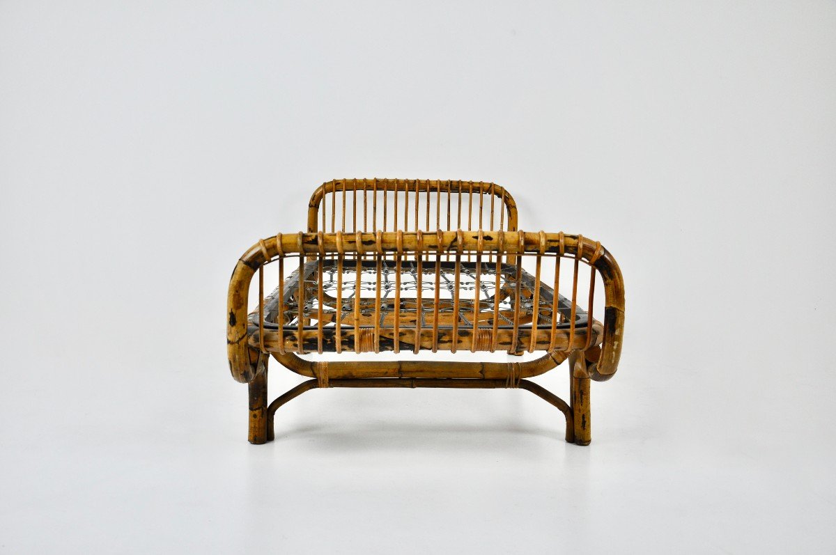 Vitage Bed in rattan by Tito Agnoli, 1959