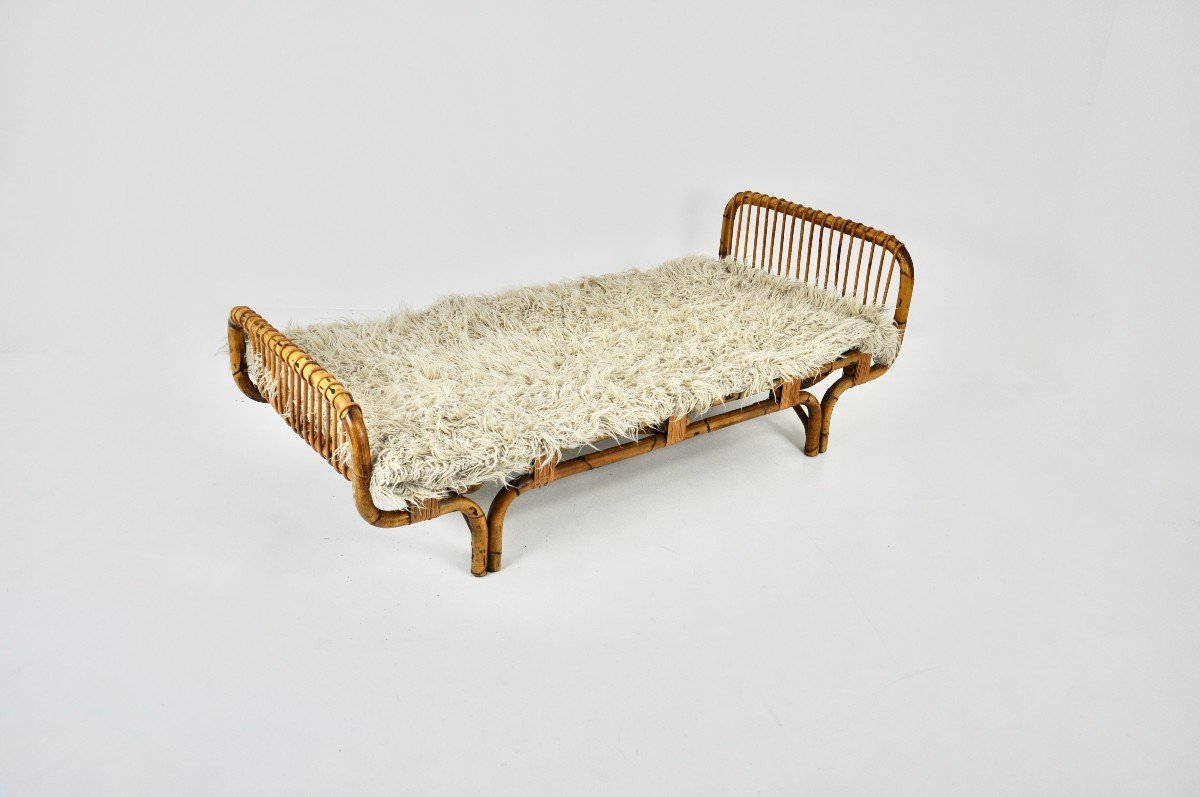 Vitage Bed in rattan by Tito Agnoli, 1959