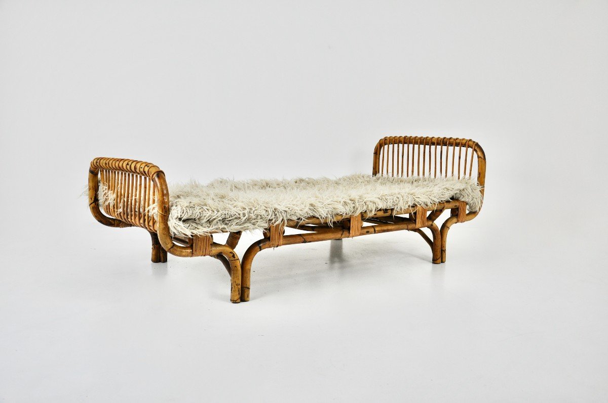 Vitage Bed in rattan by Tito Agnoli, 1959