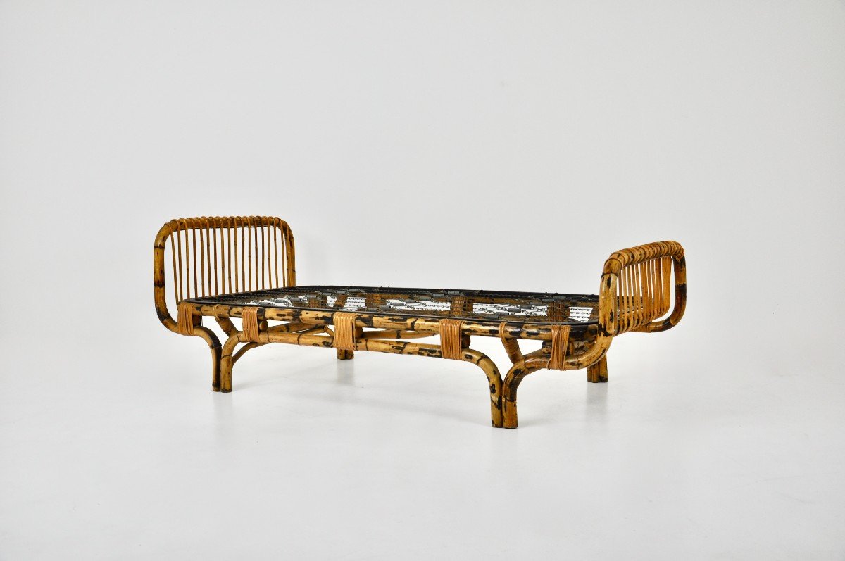 Vitage Bed in rattan by Tito Agnoli, 1959