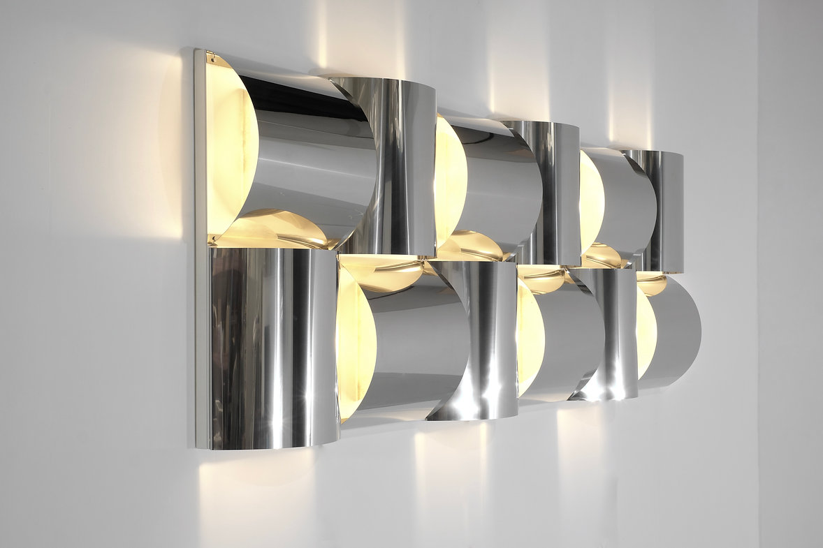 Wall Panel light in stainless steel and metal, contemporary