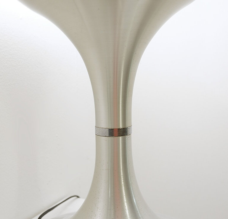 Wear consistent with age and use.  Glass opaline and Brushed aluminum Floor/table lamp