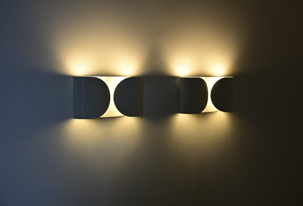 White Foglio Wall lamps by Afra & Tobia Scarpa for Flos, 1960s, set of 2