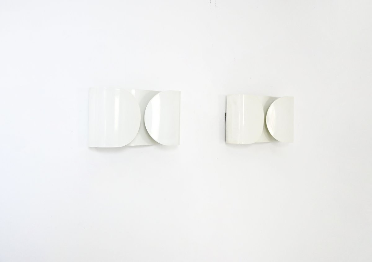 White Foglio Wall lamps by Afra & Tobia Scarpa for Flos, 1960s, set of 2