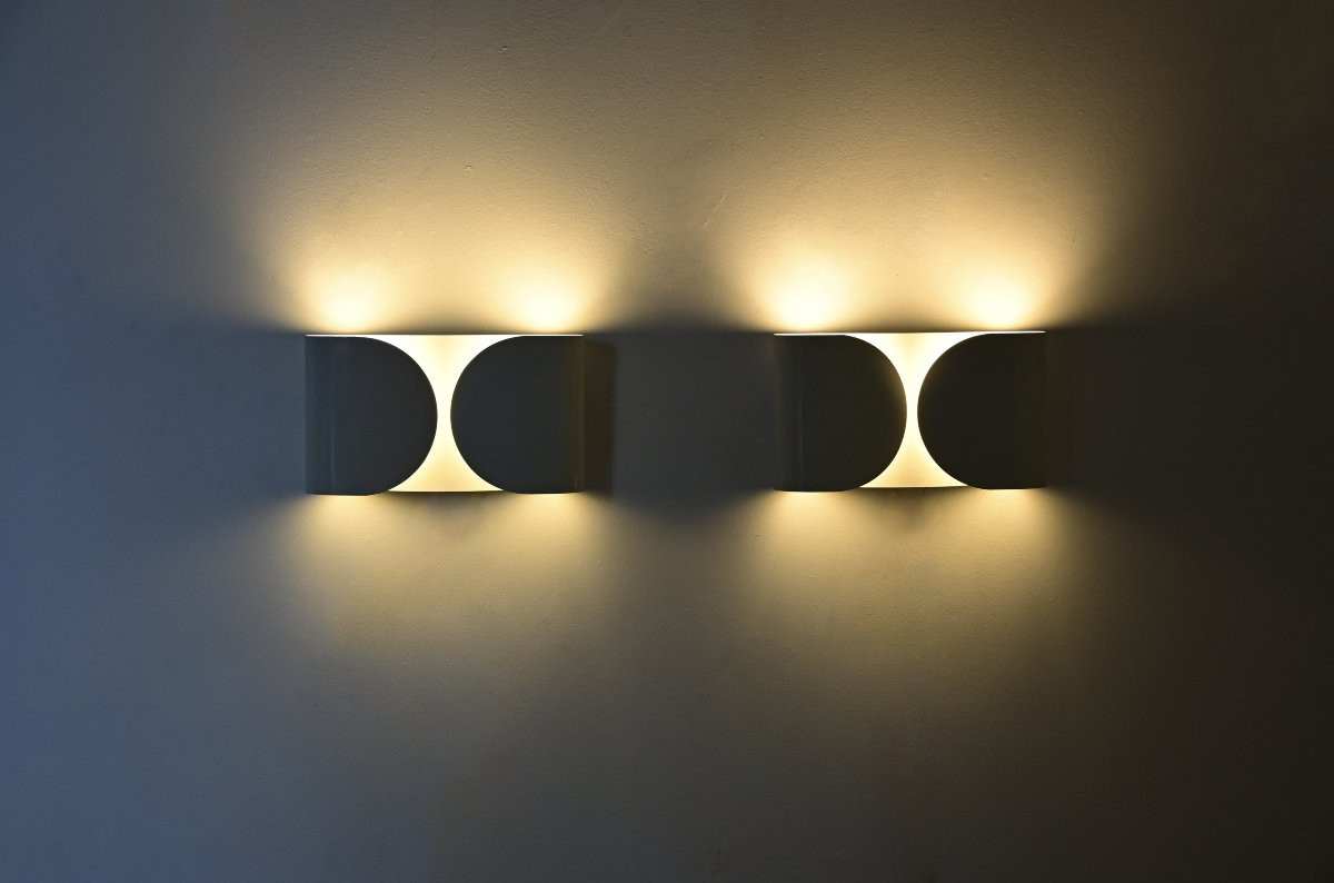 White Foglio Wall lamps by Afra & Tobia Scarpa for Flos, 1960s, set of 2