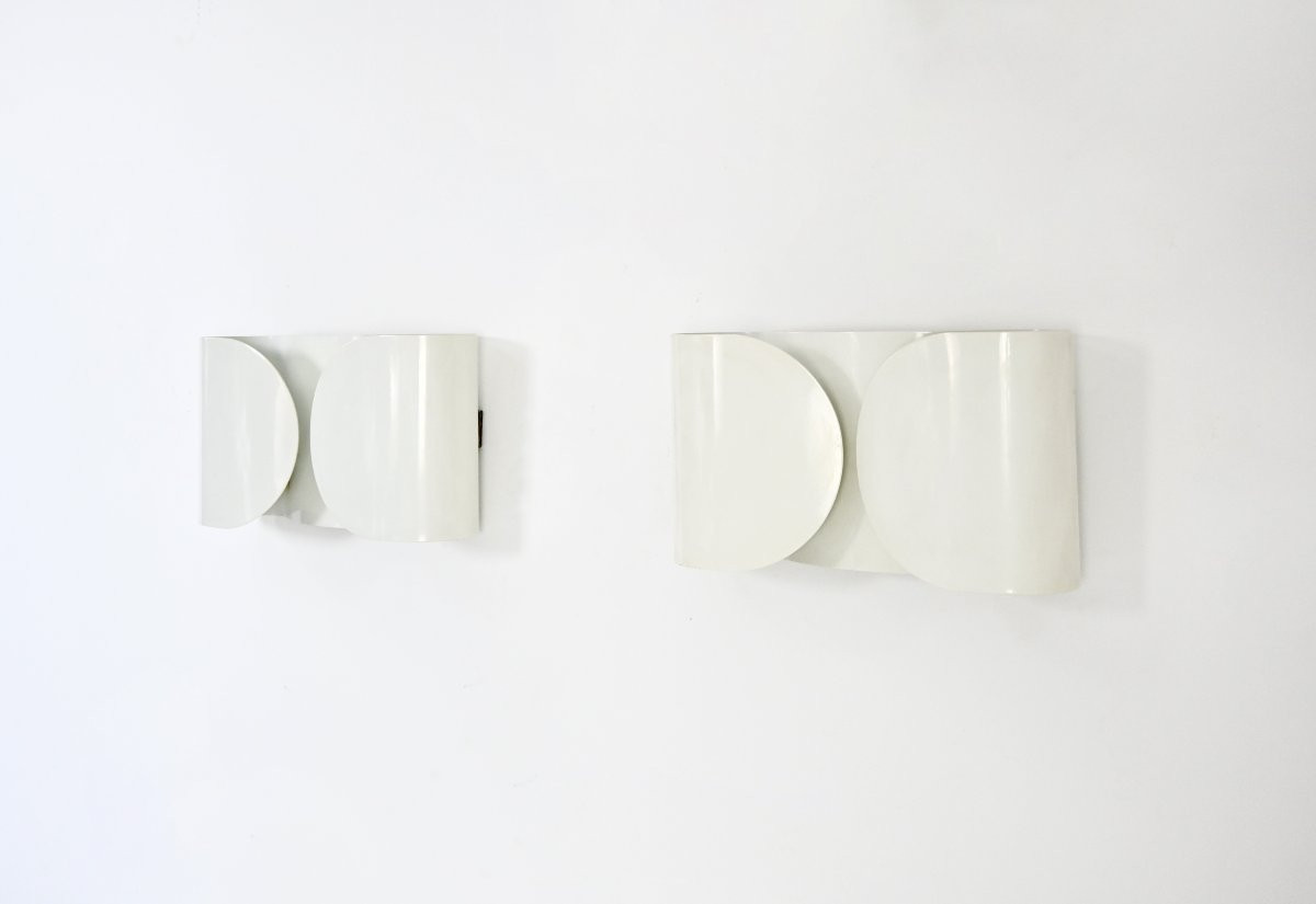 White Foglio Wall lamps by Afra & Tobia Scarpa for Flos, 1960s, set of 2