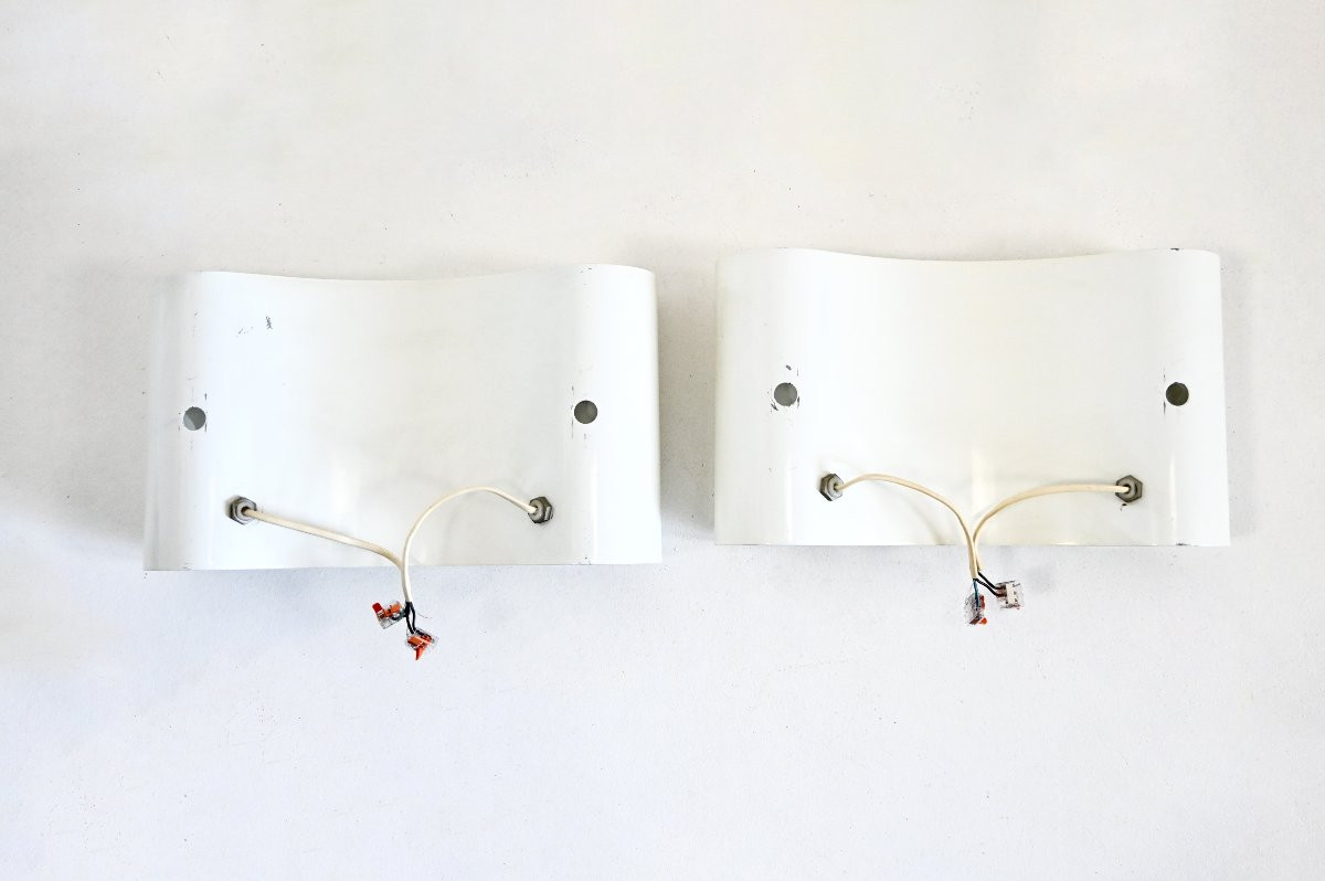 White Foglio Wall lamps by Afra & Tobia Scarpa for Flos, 1960s, set of 2