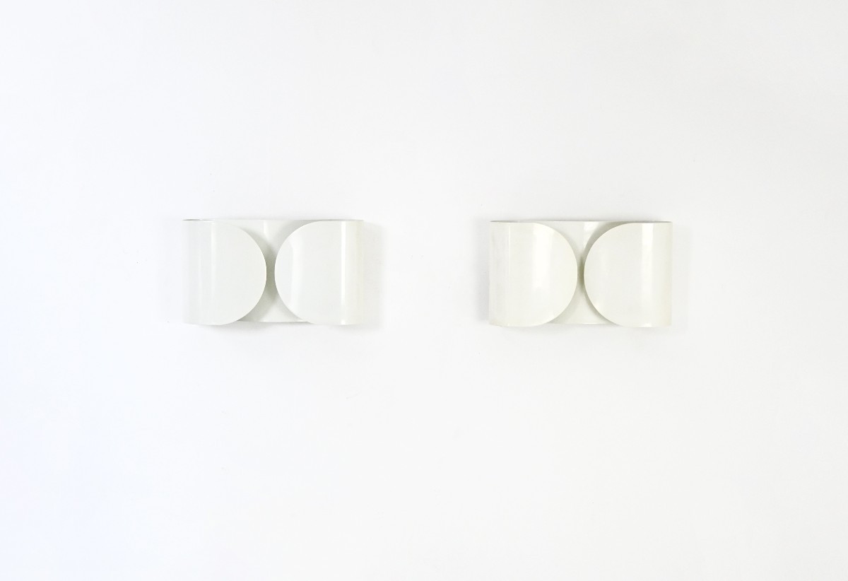White Foglio Wall lamps by Afra & Tobia Scarpa for Flos, 1960s, set of 2