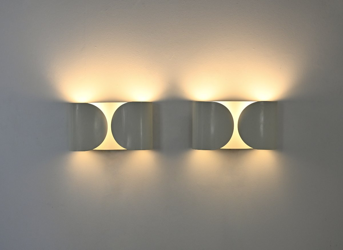 White Foglio Wall lamps by Afra & Tobia Scarpa for Flos, 1960s, set of 2
