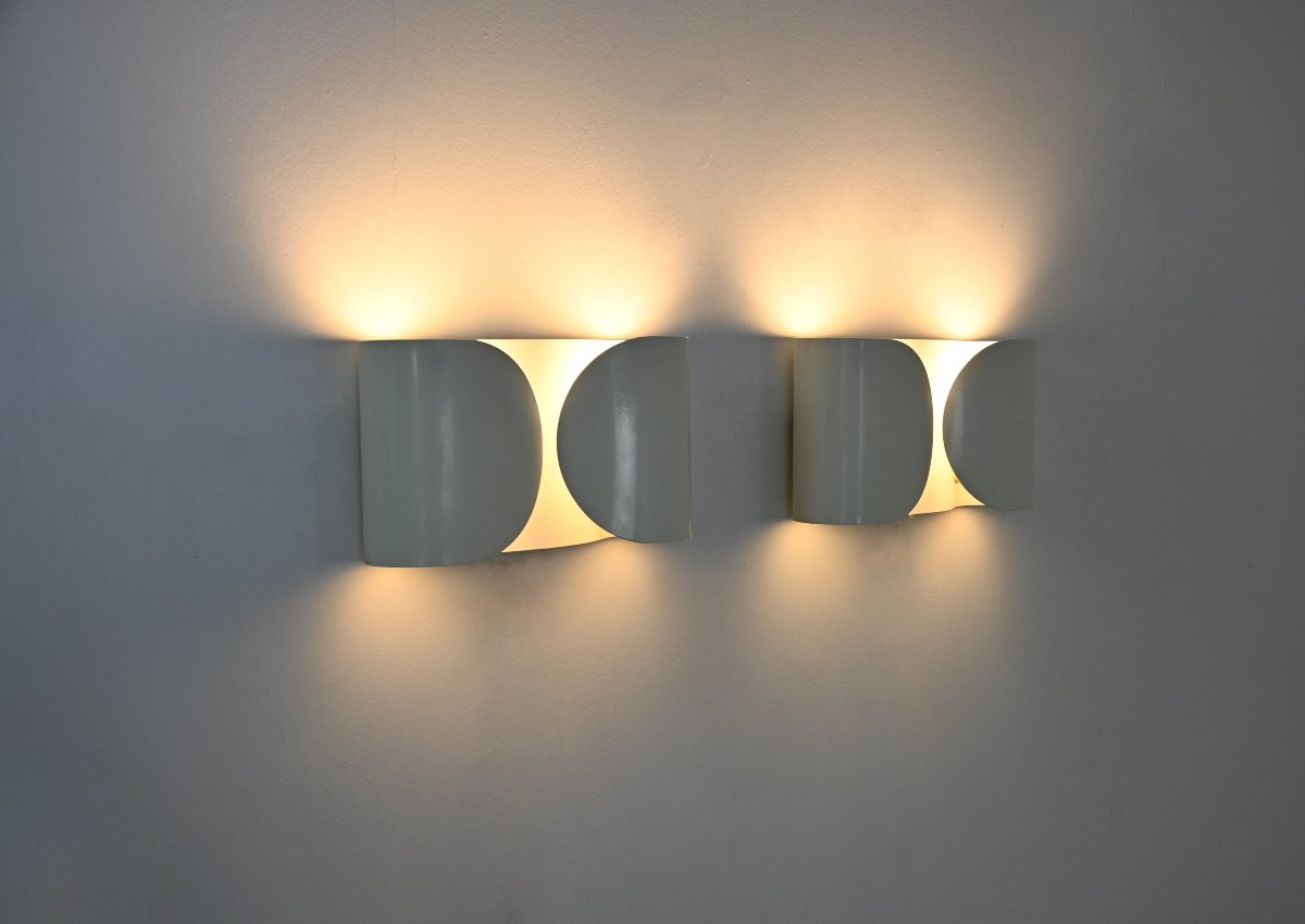 White Foglio Wall lamps by Afra & Tobia Scarpa for Flos, 1960s, set of 2