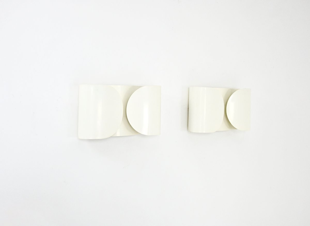 White Foglio Wall lamps by Afra & Tobia Scarpa for Flos, 1960s, set of 2