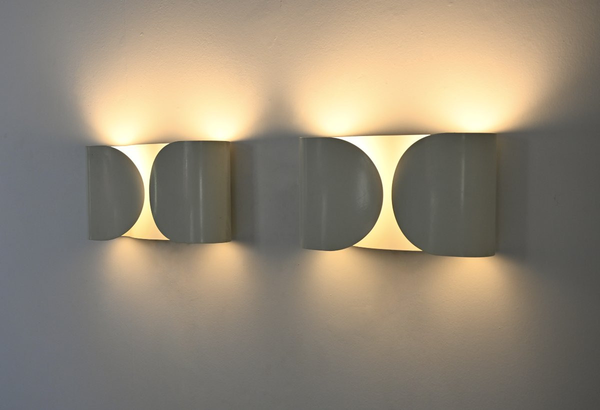 White Foglio Wall lamps by Afra & Tobia Scarpa for Flos, 1960s, set of 2