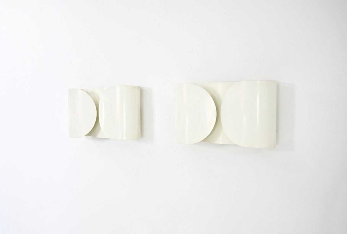 White Foglio Wall lamps by Afra & Tobia Scarpa for Flos, 1960s, set of 2