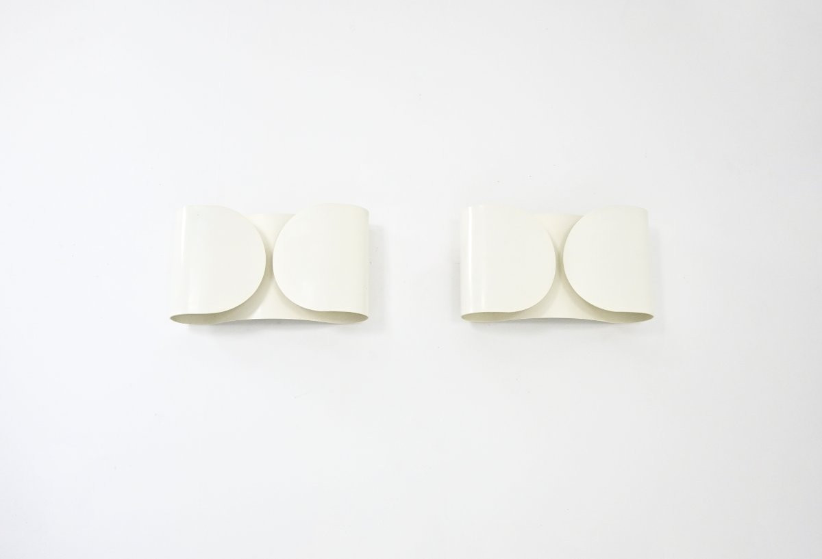 White Foglio Wall lamps by Afra & Tobia Scarpa for Flos, 1960s, set of 2