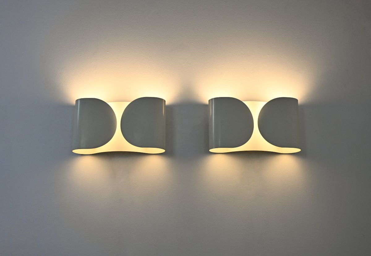 White Foglio Wall lamps by Afra & Tobia Scarpa for Flos, 1960s, set of 2
