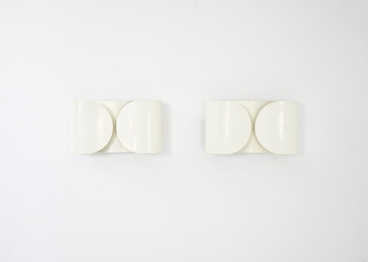 White Foglio Wall lamps by Afra & Tobia Scarpa for Flos, 1960s, set of 2