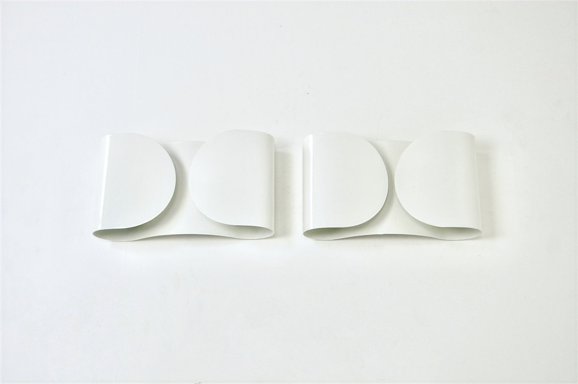 White Foglio Wall lamps by Tobia & Afra Scarpa for Flos, 1960s, set of 2