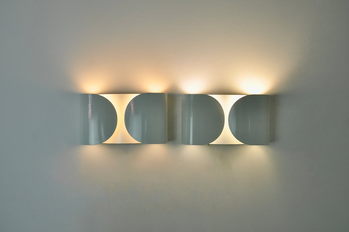 White Foglio Wall lamps by Tobia & Afra Scarpa for Flos, 1960s, set of 2