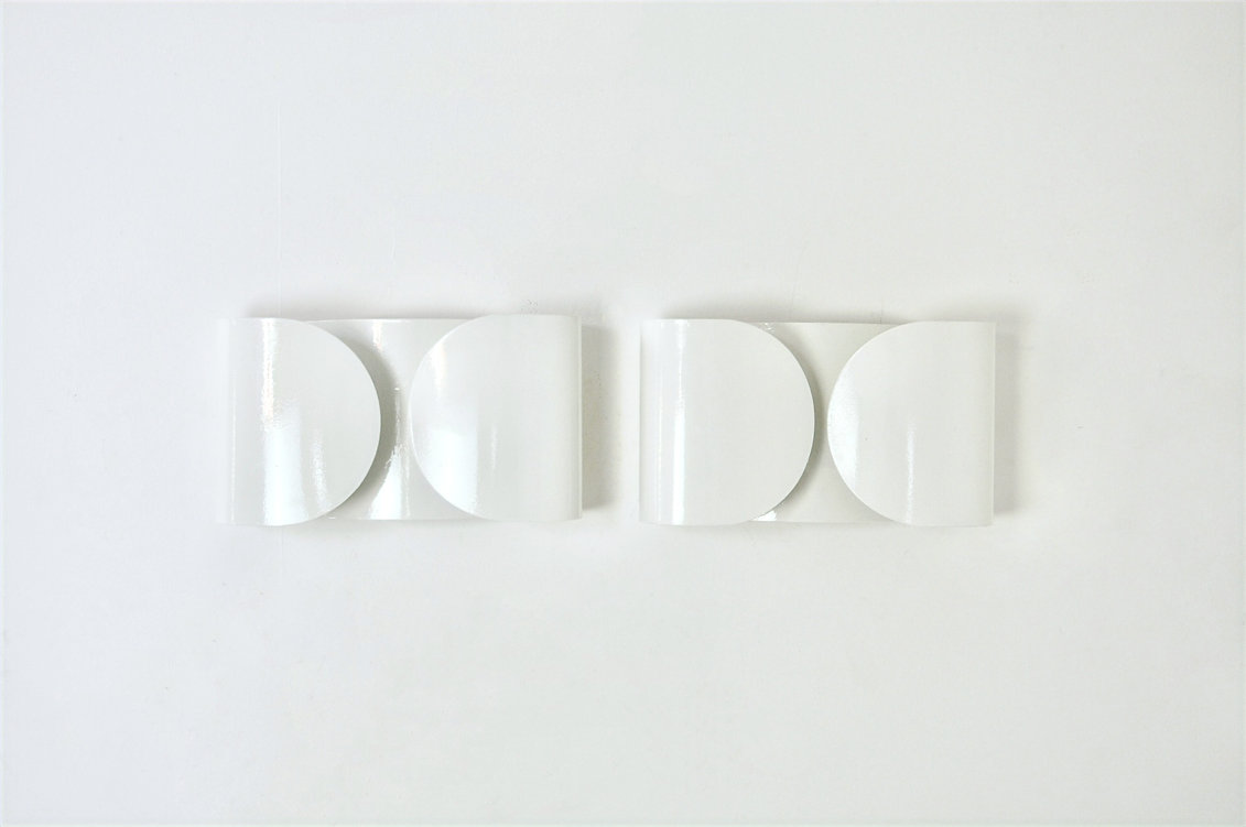 White Foglio Wall lamps by Tobia & Afra Scarpa for Flos, 1960s, set of 2