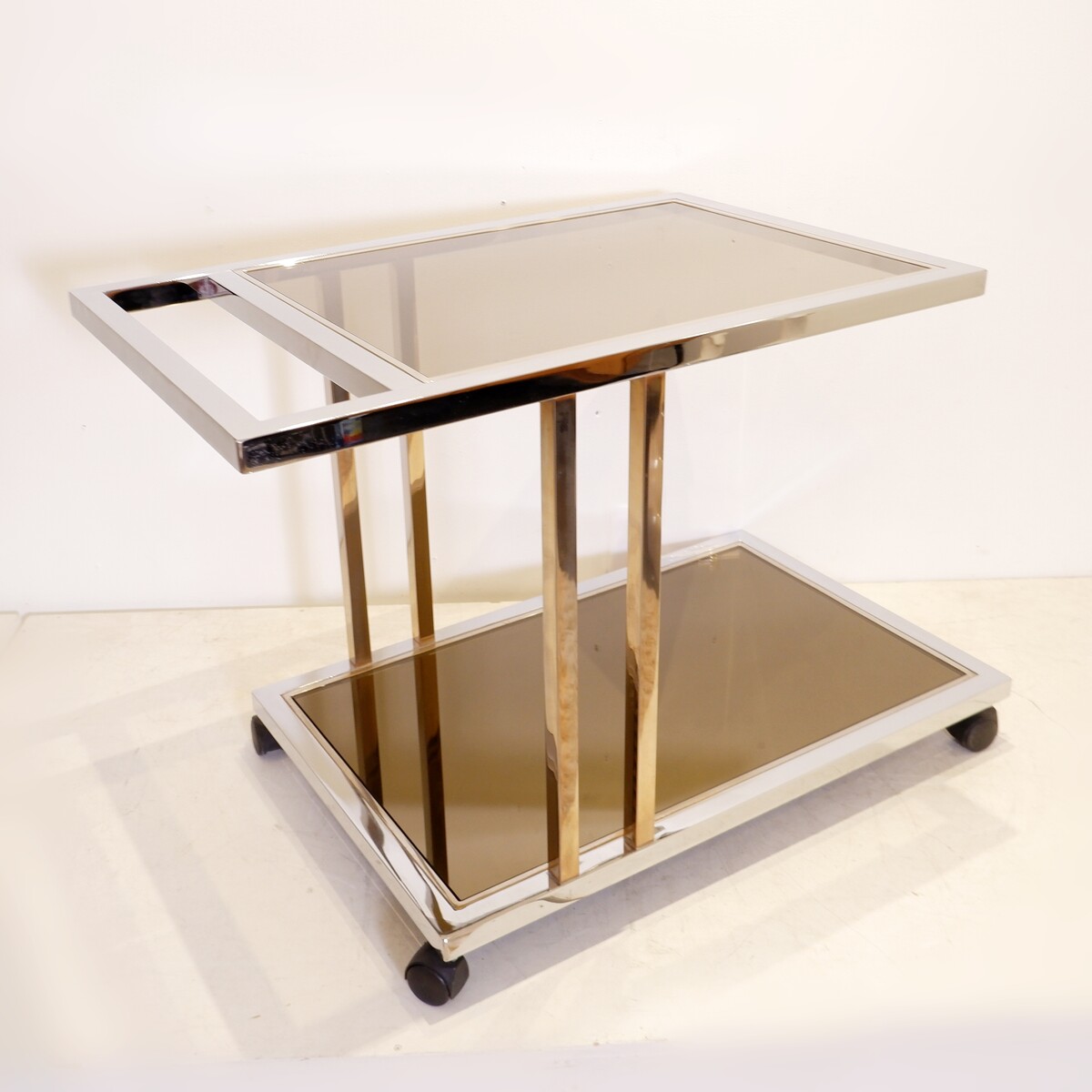 Willy Rizzo bar cart from Belgo Chrom, Belgium 1970