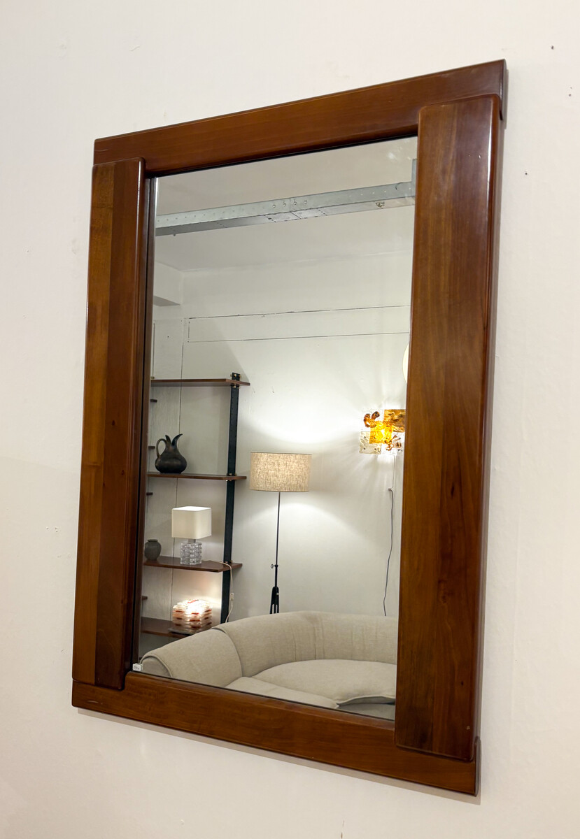 Wooden Wall Mirror by Mario Marenco, Mobil Girgi, 1970s