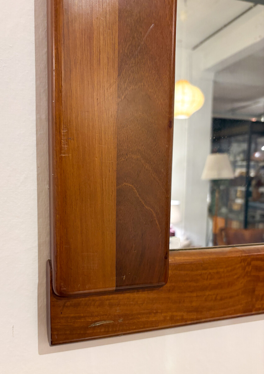 Wooden Wall Mirror by Mario Marenco, Mobil Girgi, 1970s