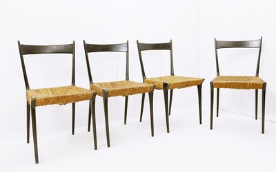 Woven Cane S2 Dining Chairs by Alfred Hendrickx, 1950s, Set of 4