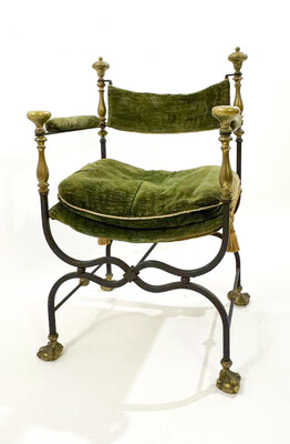 Wrought Iron Curule Armchair, 1930s