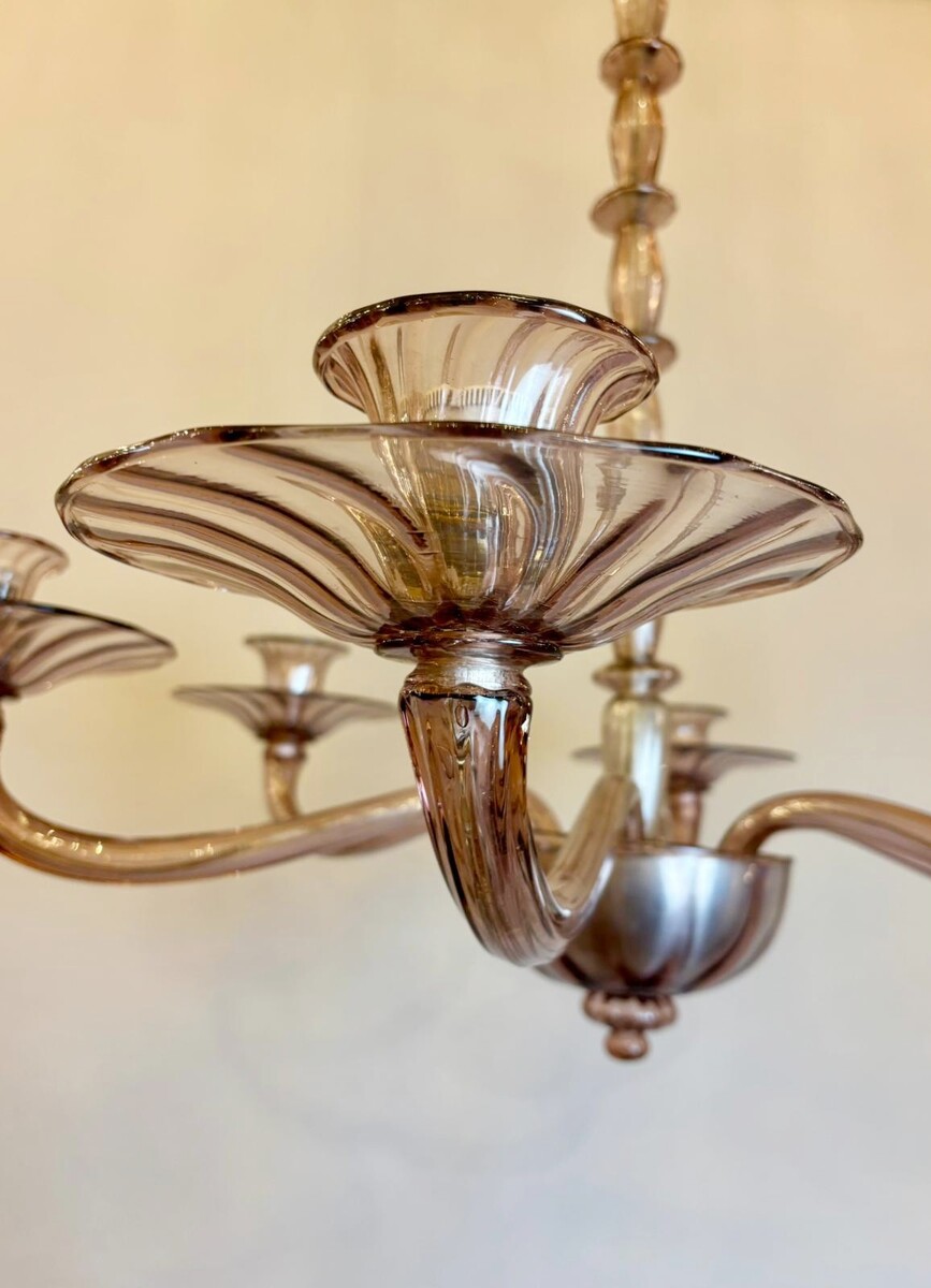 Zecchin Murano chandelier with 6 arms of lights, circa 1940
